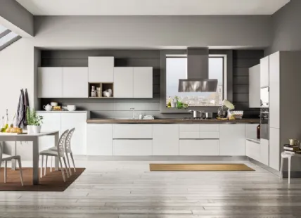 Cucina in Laminato Frassinato e Platino