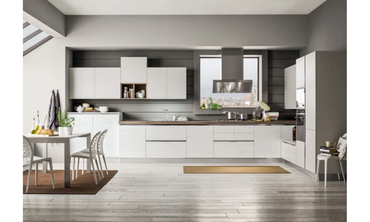 Cucina in Laminato Frassinato e Platino